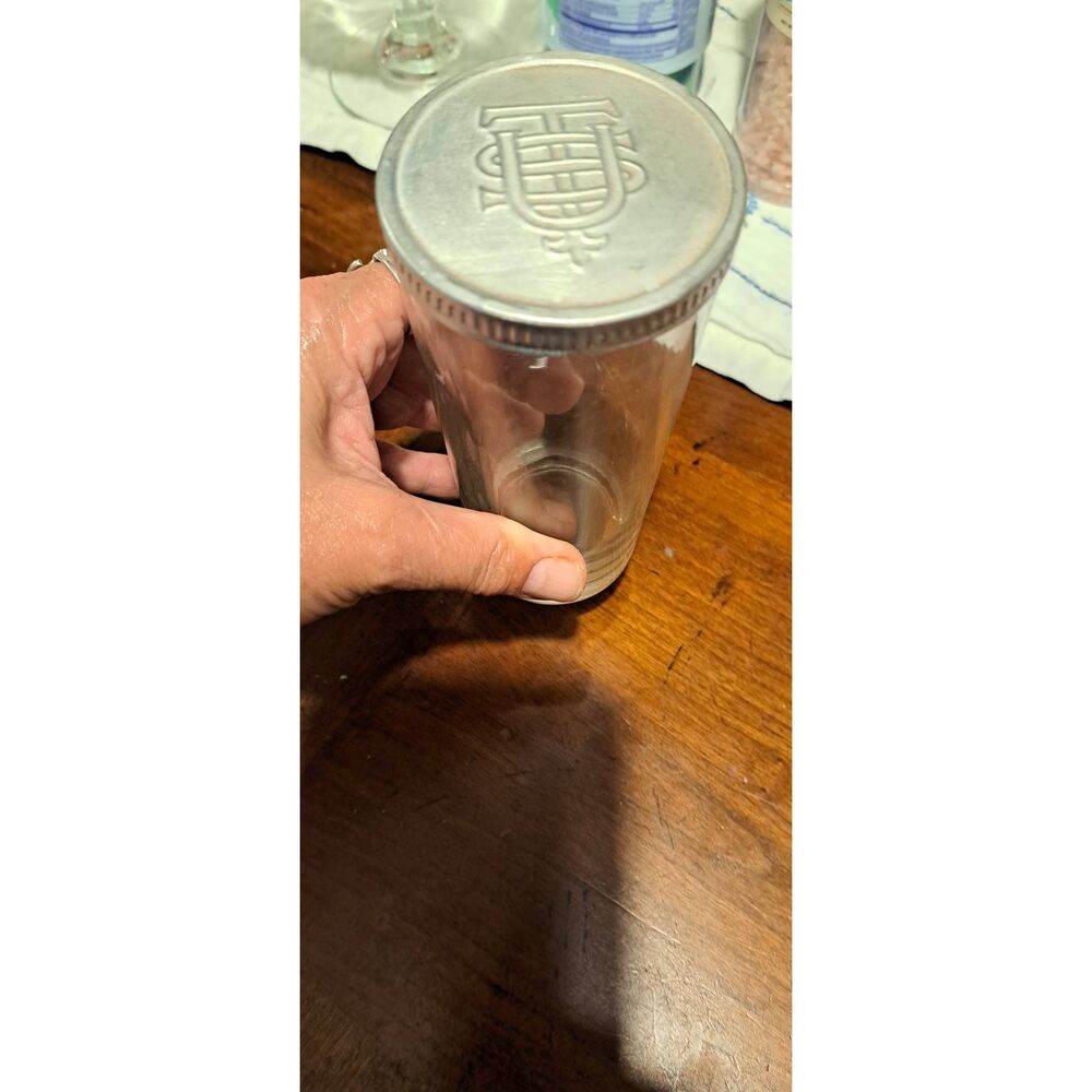 Vintage 1940's United States Tobacco Company USTC Glass Snuff Jar with Metal Lid